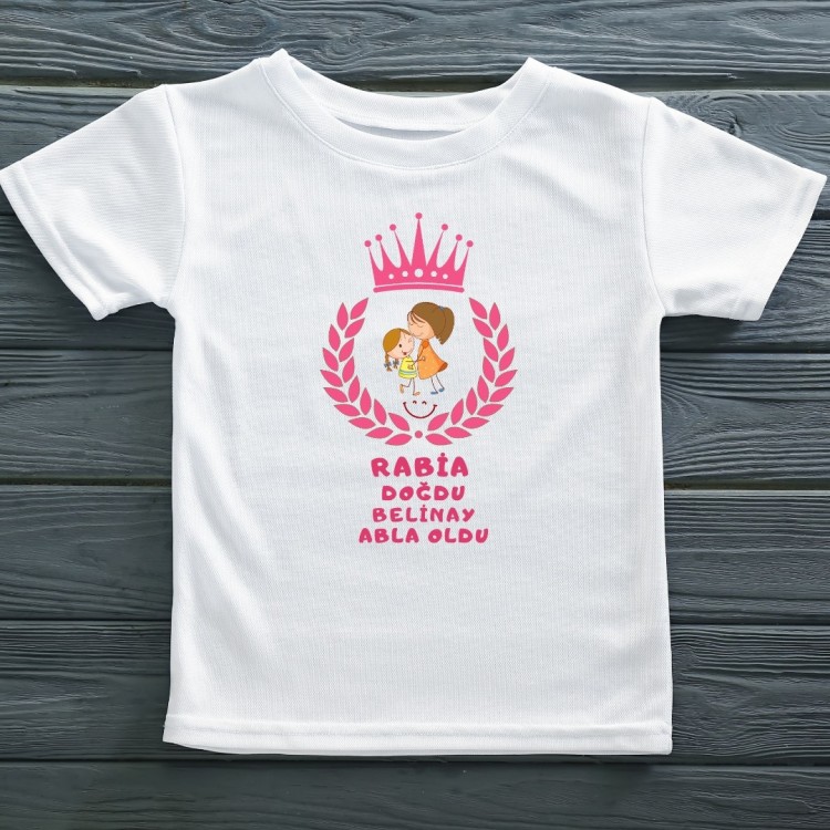 Kişiye Özel Tişört- Abla Abi Oldu yazılı