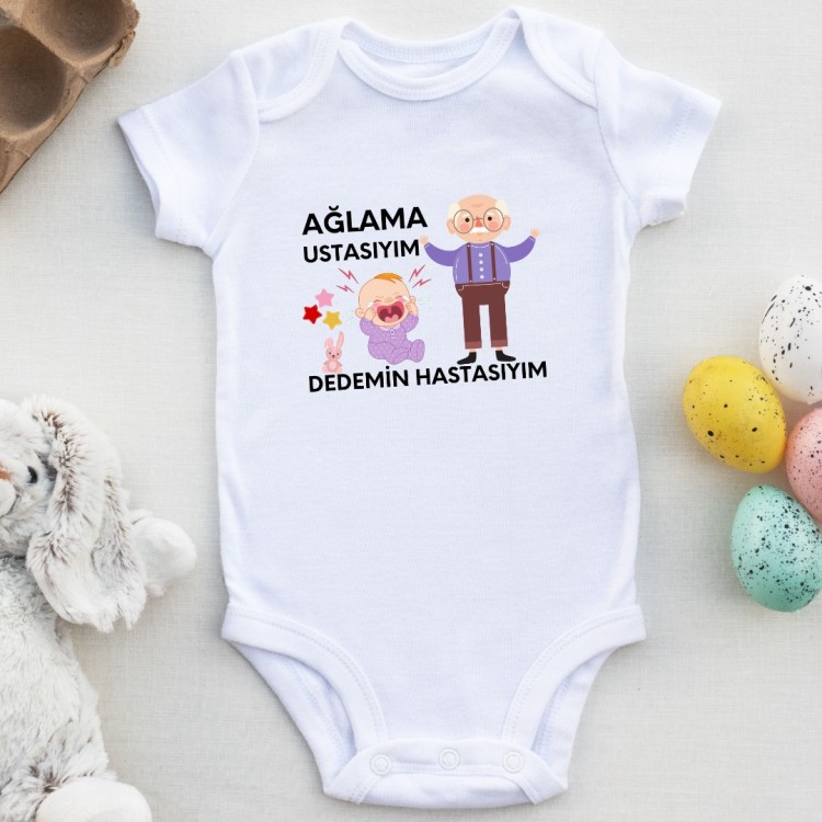 Yağlama Ustasıyım dedemin hastasıyım Yazılı Kişiye özel Bebek Zıbın