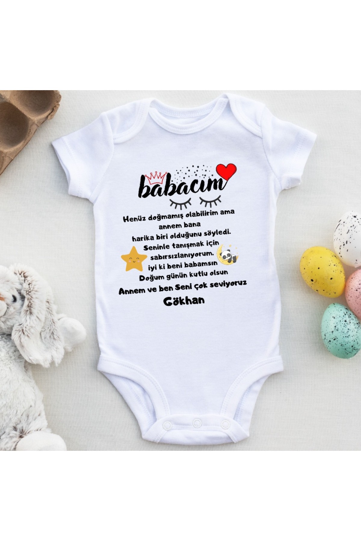 Babacım Yazılı Kişiye özel Bebek Zıbın Tasarımı