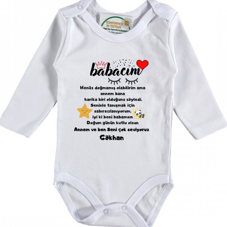 Babacım Yazılı Kişiye özel Bebek Zıbın Tasarımı