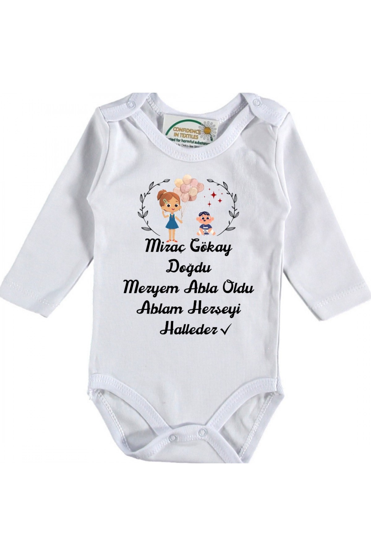 bebek Doğdu Abla Oldu Yazılı Kişiye özel Bebek Zıbın Tasarımı