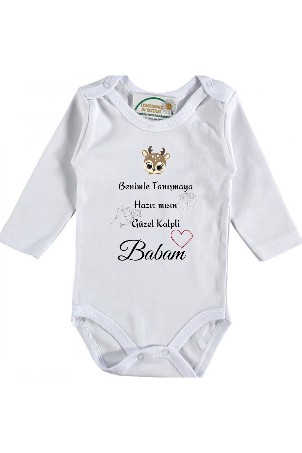 Benimle Tanışmaya Hazır mısın Baba Yazılı Kişiye özel Bebek Zıbın