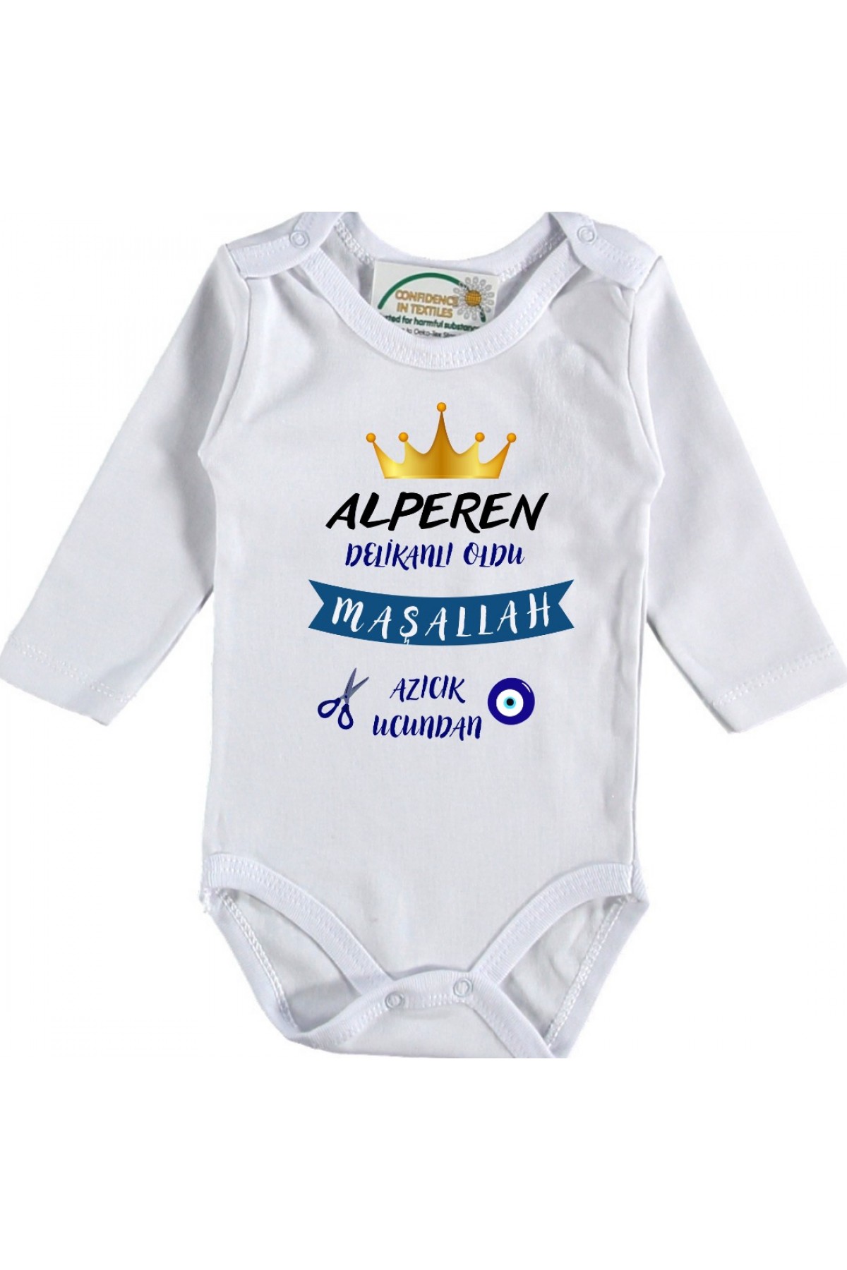Delikanlı Oldu Maşallah Azıcık Ucundan Yazılı Kişiye özel Bebek Zıbın
