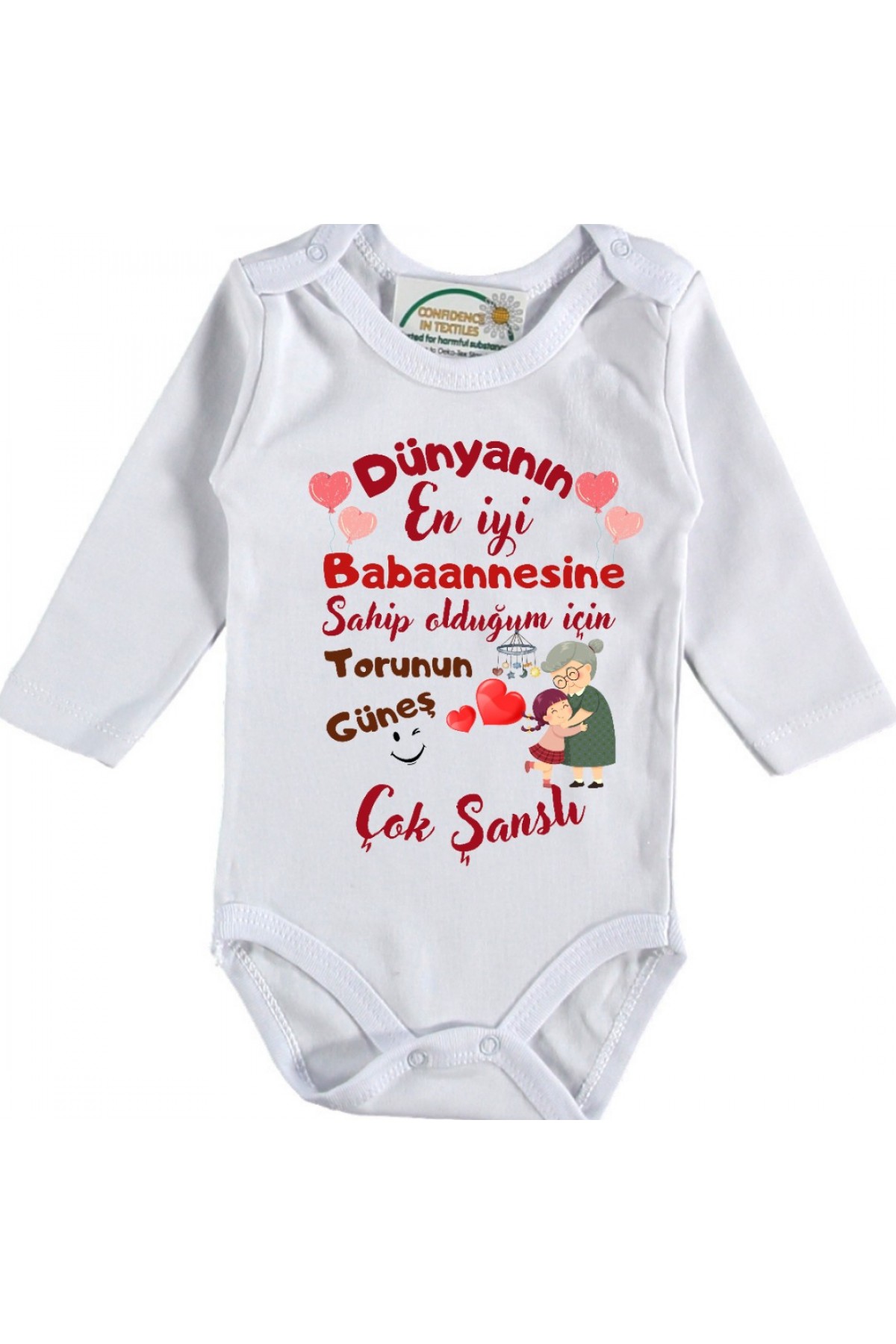 Dünyanın en iyi Anneannesine Sahip Olduğum için çok şanslıyım Yazılı Kişiye özel Kız Bebek Zıbın Dünyanın en iyi Anneannesine Sahip Olduğum için çok şanslıyım Yazılı Kişiye özel Kız Bebek Zıbın