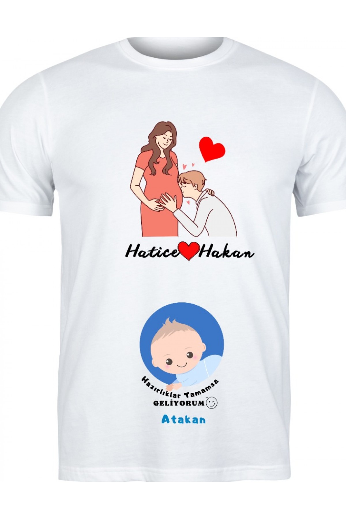 Hazırlıklar tamamsa ben geliyorum Yazılı Kişiye Özel Erkek bebek Hamile Tişörtü