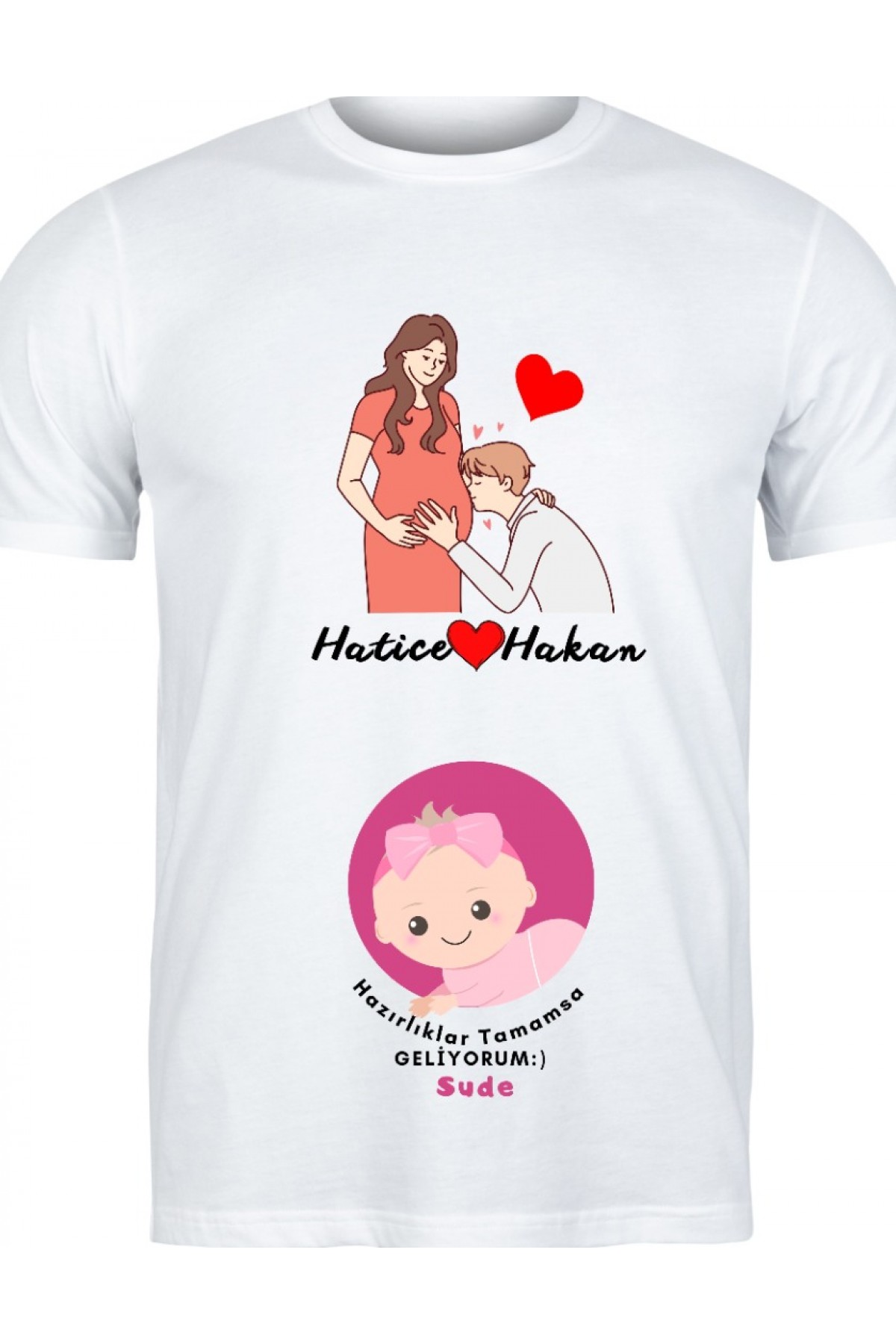 Hazırlıklar tamamsa ben geliyorum Yazılı Kişiye Özel Kız bebek Hamile Tişörtü