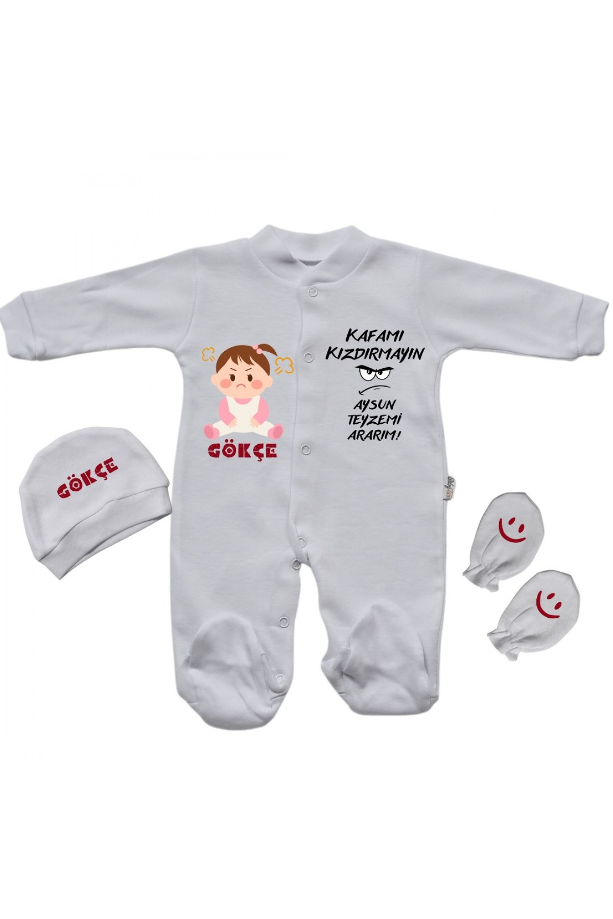 Kafamı Kızdırmayın Teyzemi Ararım Yazılı Kişiye Özel Kız Bebek Tulum