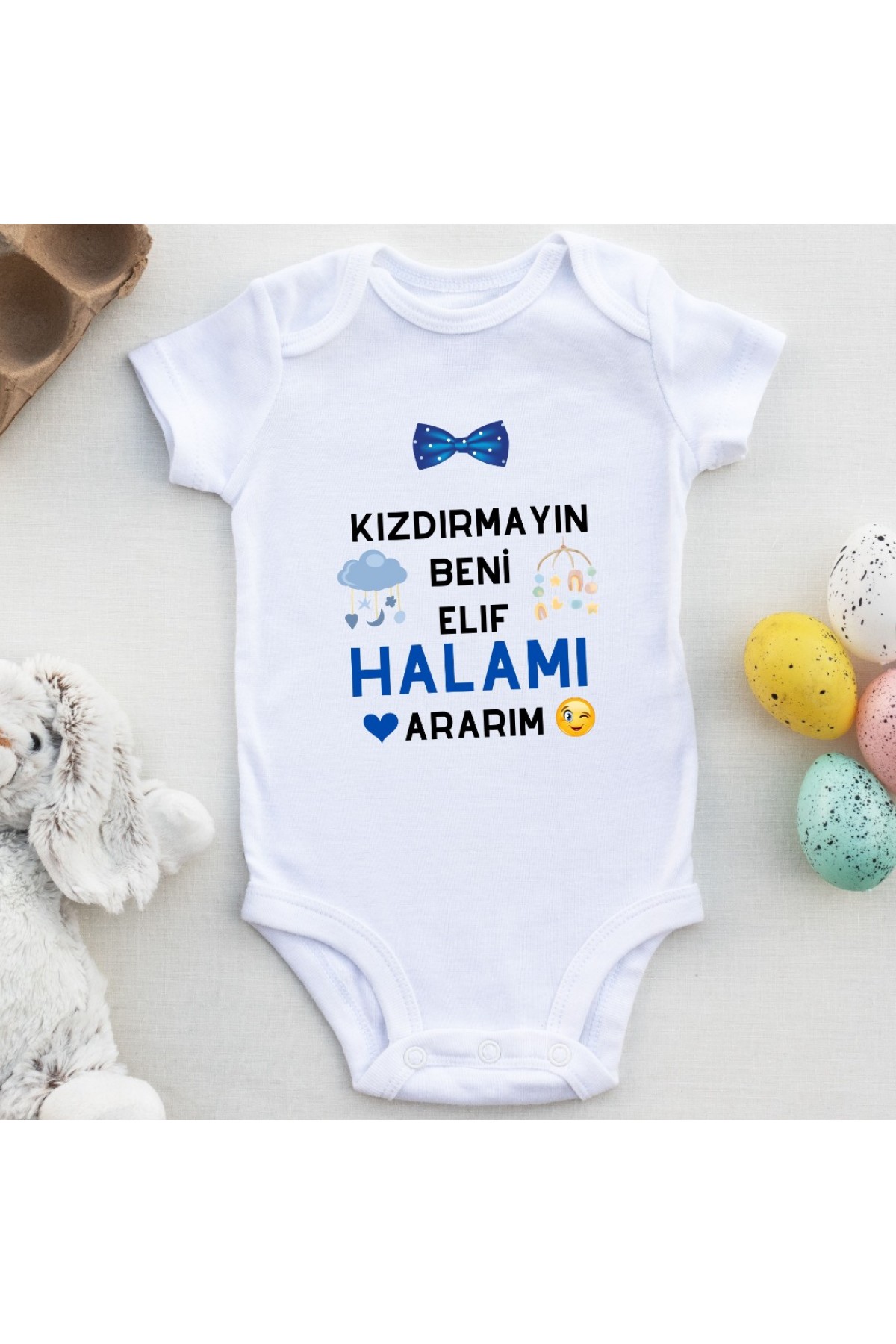 Kızdırmayın beni Halamı Ararım Yazılı Kişiye özel Bebek Zıbın Tasarımı