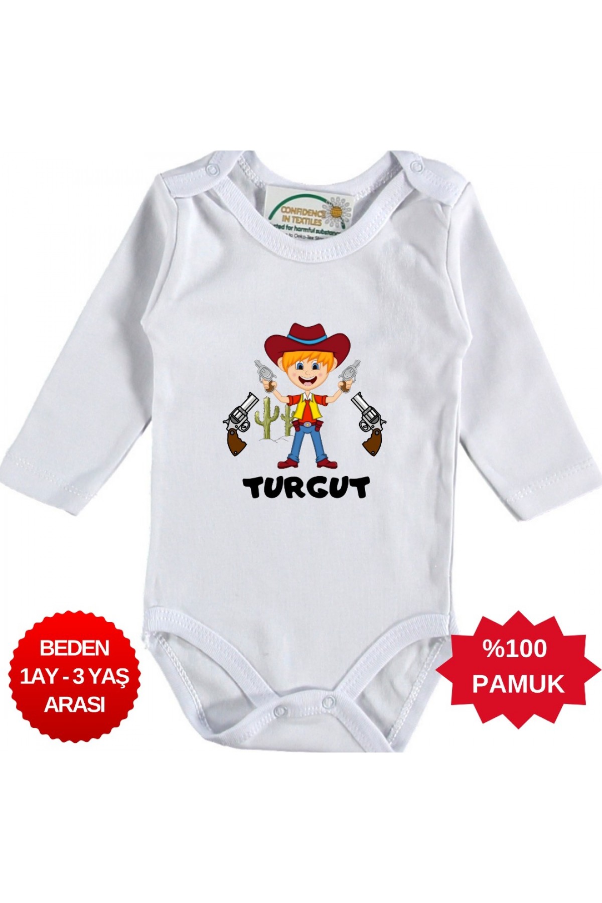Kovboy Temalı isim yazılabilen Kişiye özel Bebek Zıbın