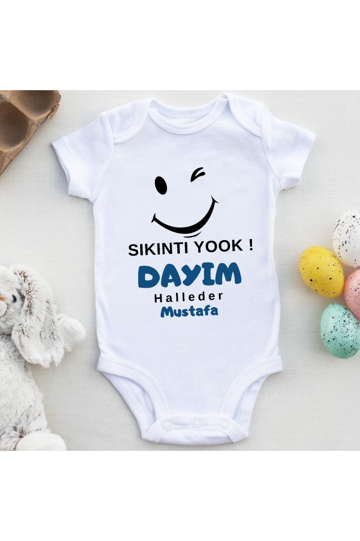 Sıkıntı Yok Dayım Halleder Yazılı Kişiye özel Erkek Bebek Zıbın