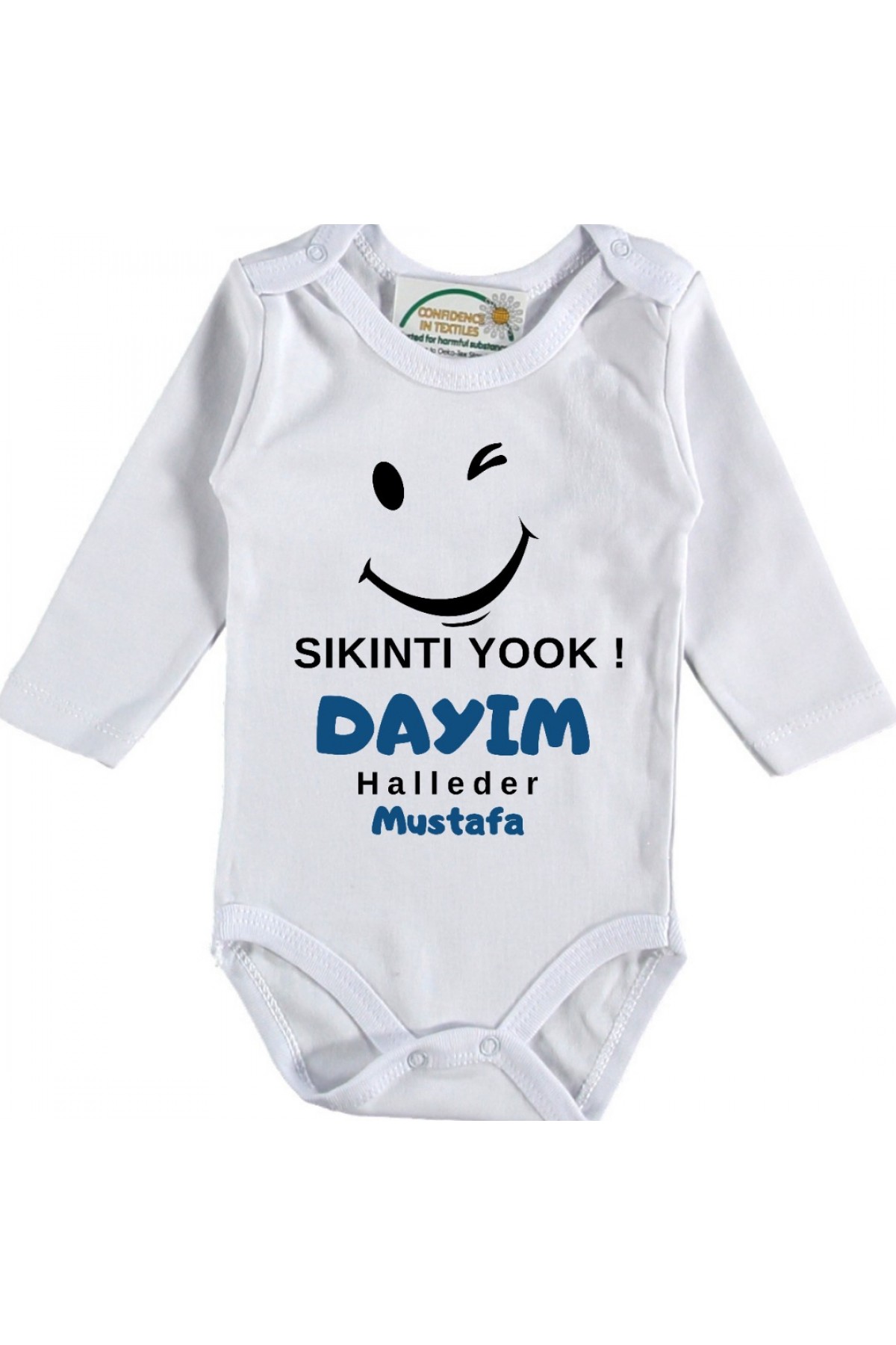 Sıkıntı Yok Dayım Halleder Yazılı Kişiye özel Erkek Bebek Zıbın