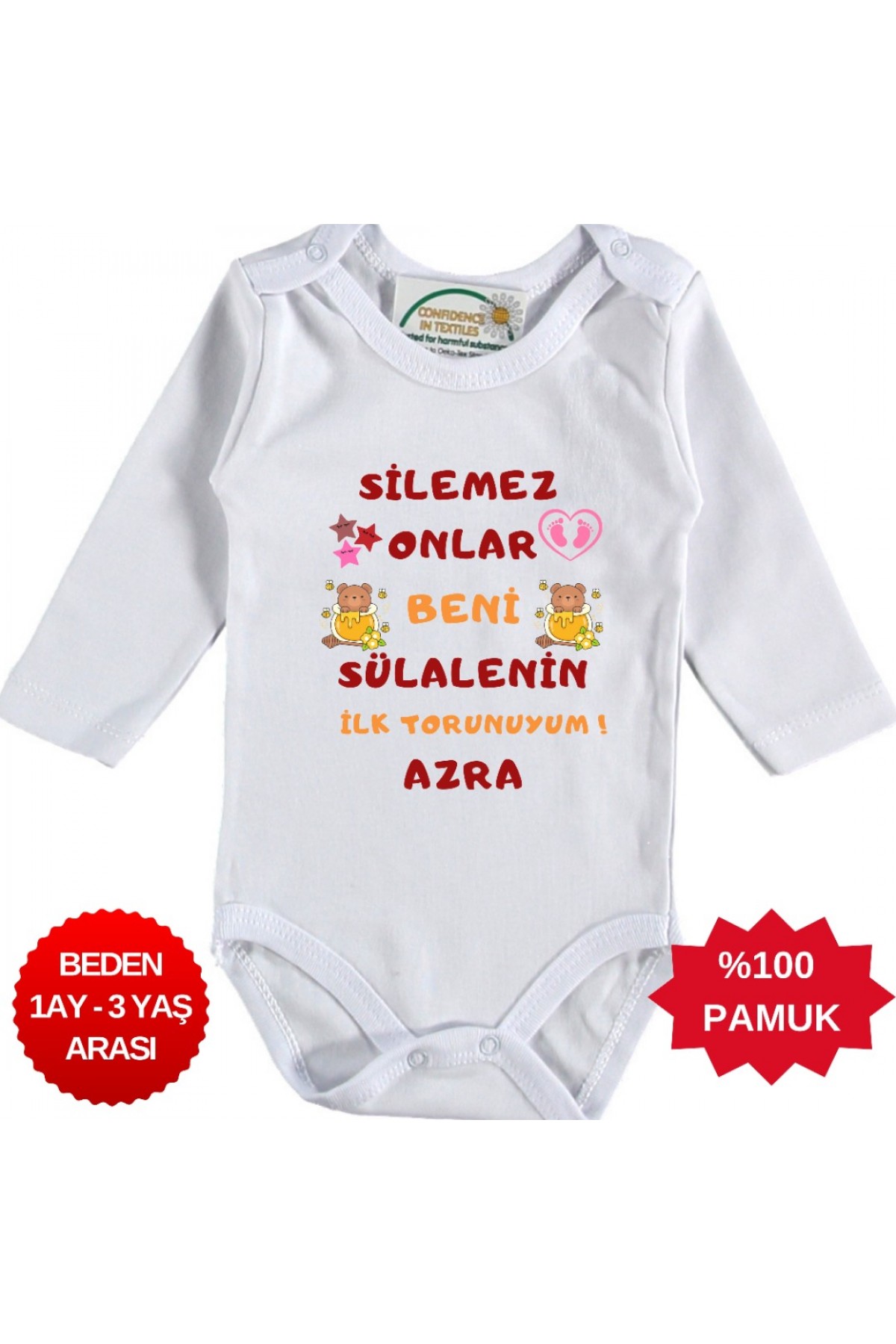 Sülalenin ilk Torunuyum Yazılı Kişiye özel Kız Bebek Zıbın