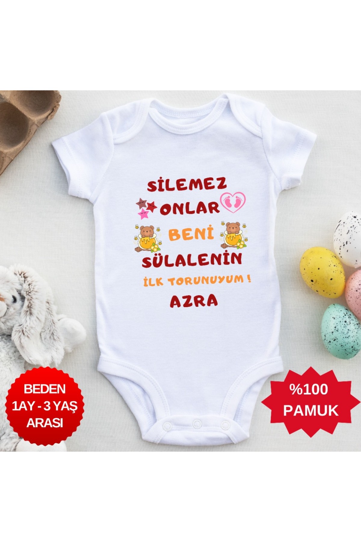 Sülalenin ilk Torunuyum Yazılı Kişiye özel Kız Bebek Zıbın