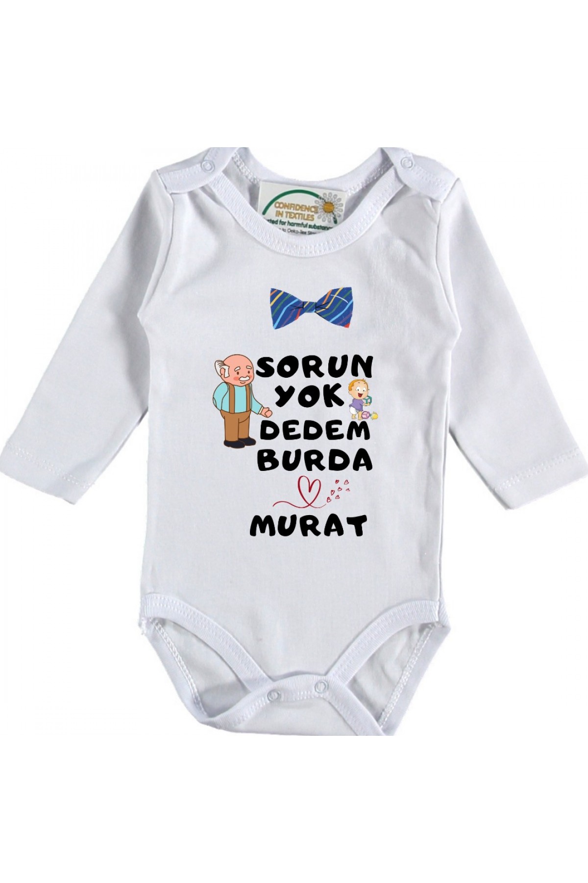 Sorun Yok Dedem Burda Yazılı Kişiye özel Erkek Bebek Zıbın