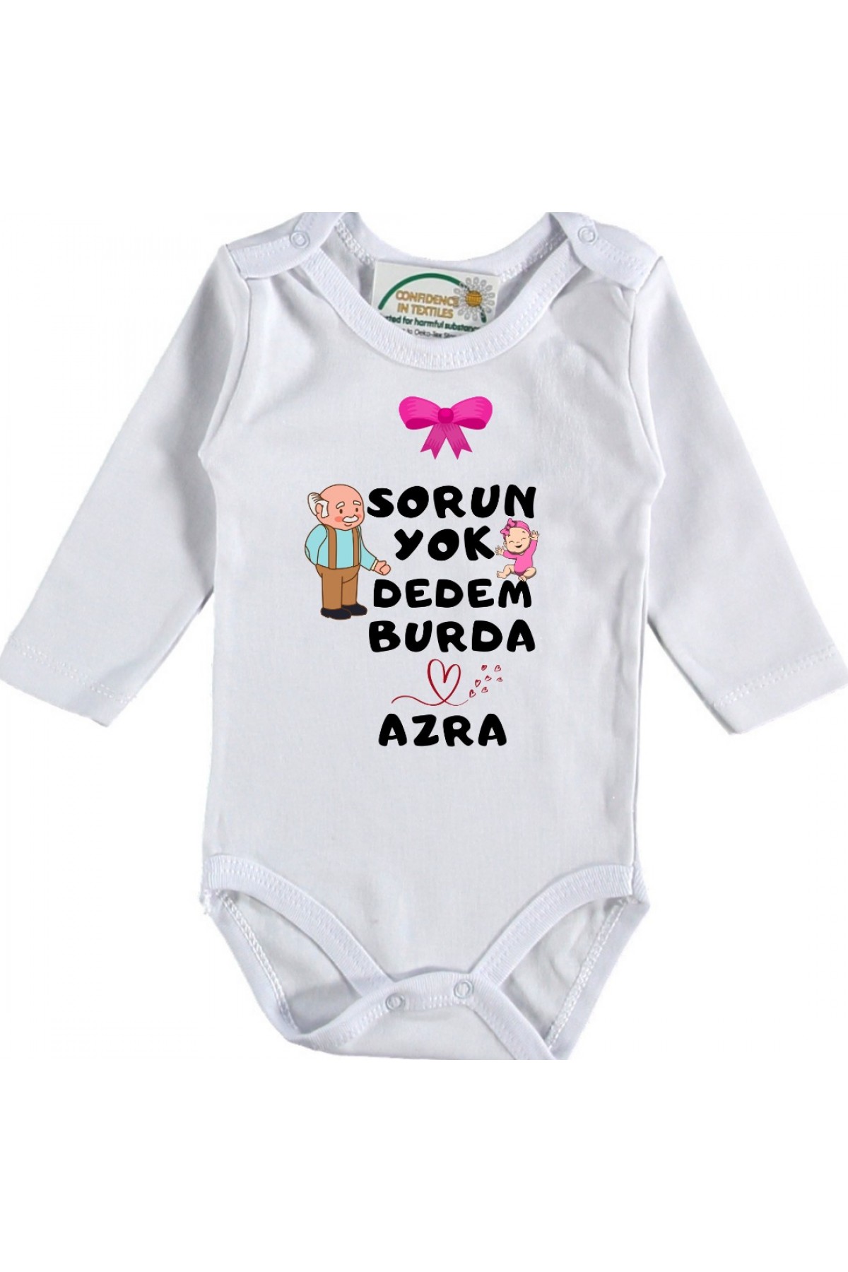 Sorun Yok Dedem Burda Yazılı Kişiye özel Kız Bebek Zıbın