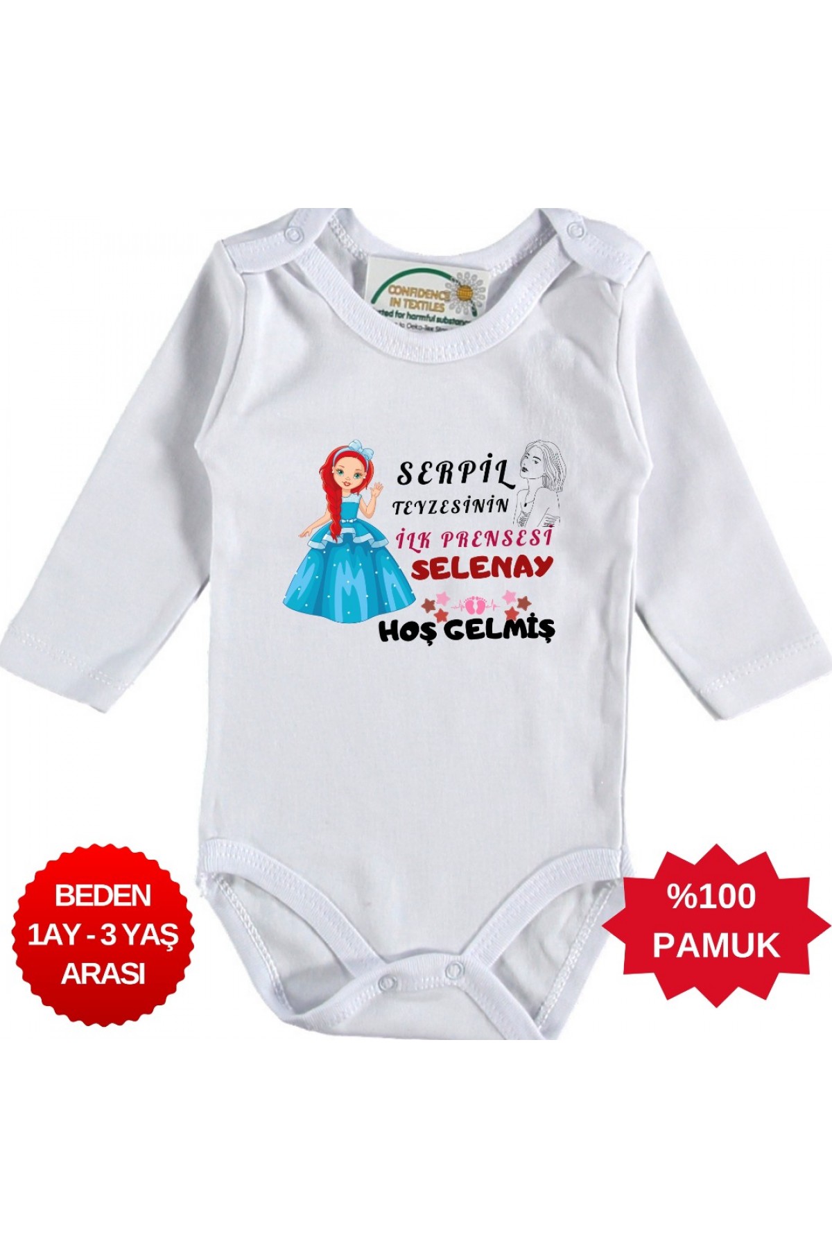 Teyzesinin İlk Prensesi Hoş gelmiş  Yazılı Kişiye özel Kız Bebek Zıbın