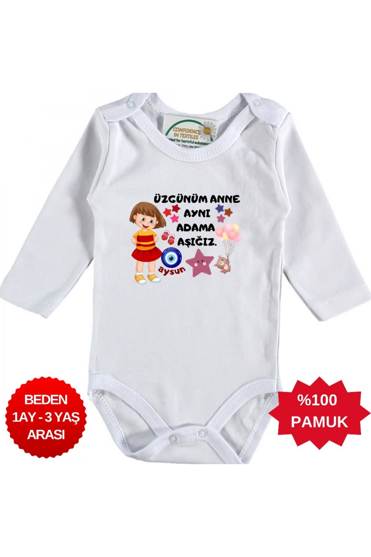 Üzgünüm Anne Aynı Adama Aşığız Yazılı Kişiye özel Kız Bebek Zıbın