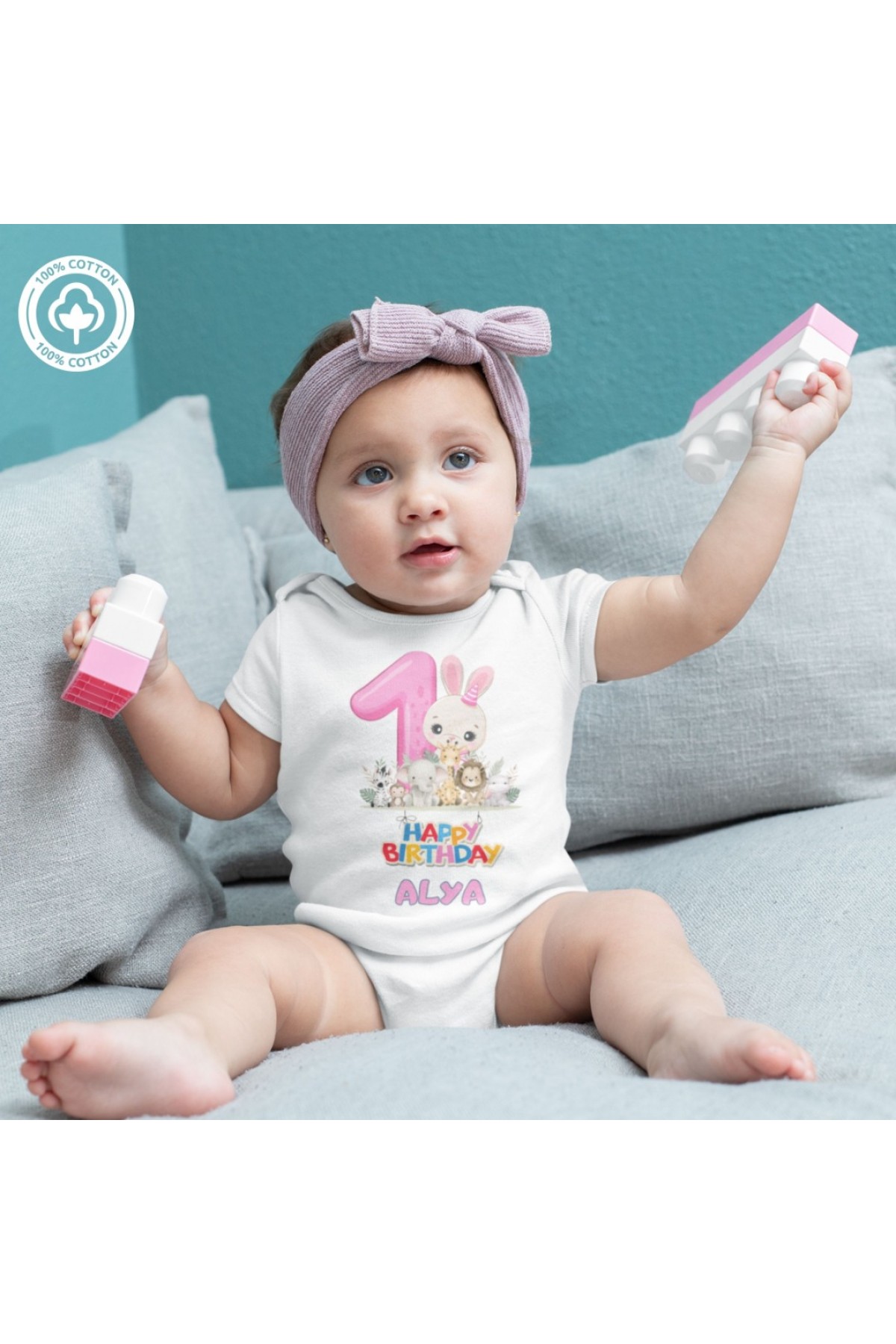 1 Yaşında Yazılı Kişiye Özel Ervkek Bebek Zıbın 1 Yaşında Yazılı Kişiye Özel Ervkek Bebek Zıbın