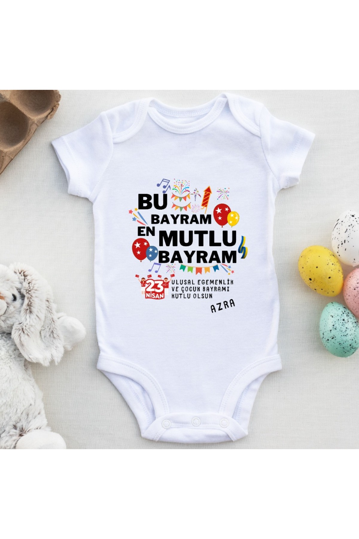 23 Nisan Bu bayram en Mutlu bayram Yazılı Bebek Zıbın