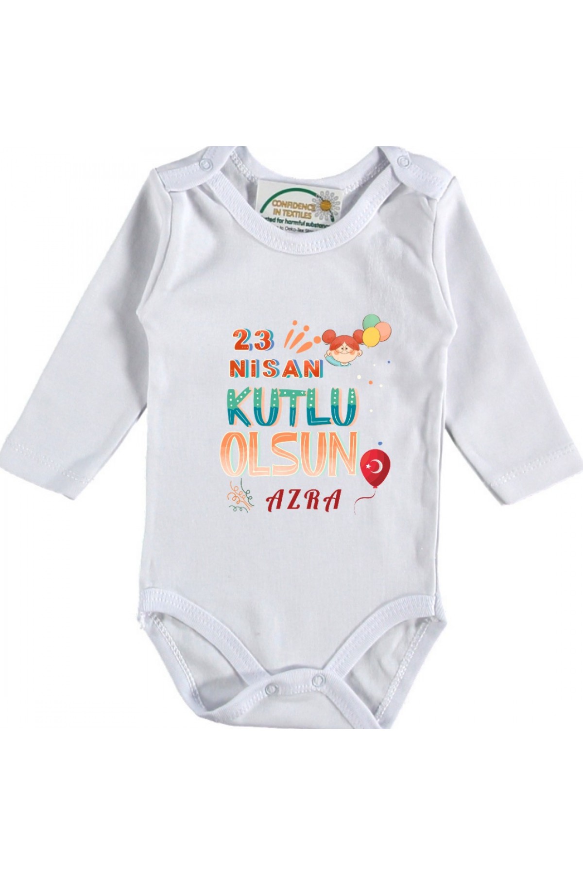 23 Nisan Kutlu Olsun Çocuk Bayramı Yazılı Bebek Zıbın