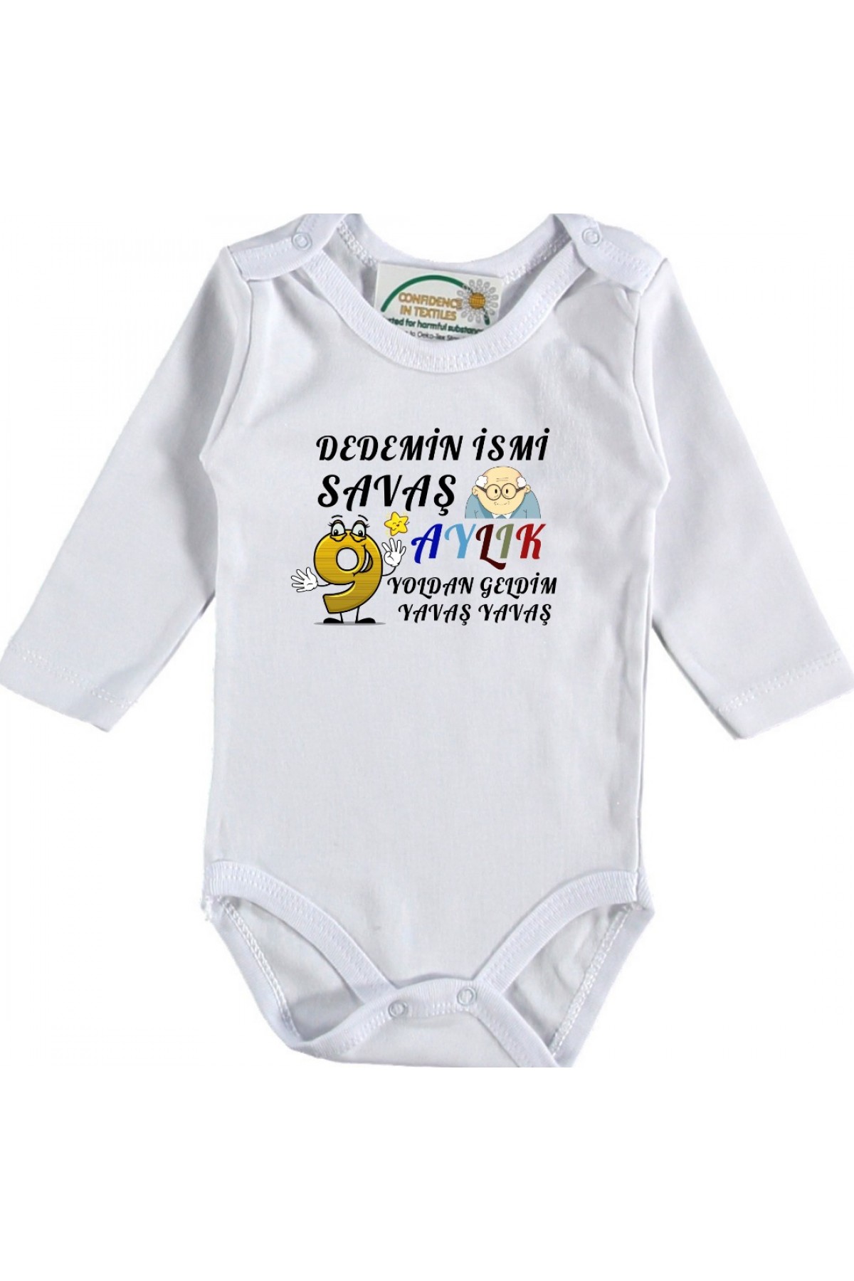 9 Aylık Yoldan geldim Yavaş Yavaş Yazılı Kişiye özel Bebek Zıbın