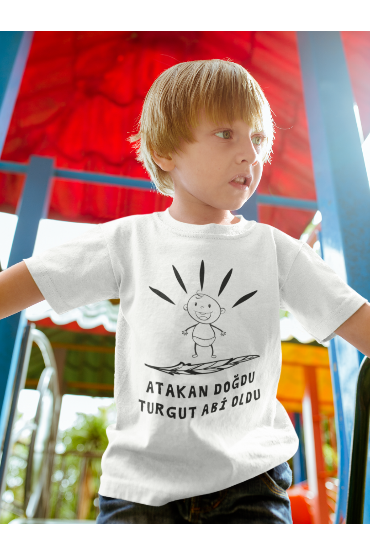 Abi Oldu Yazılı Kişiye Özel Çocuk Tişörtü Karikatür bebek