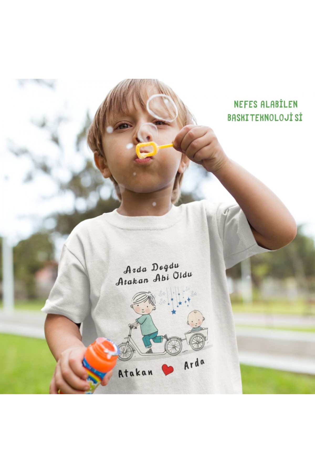 Abi Kardeş Bisiklet temalı Yazılı Kişiye Özel Çocuk 2'li Kombin