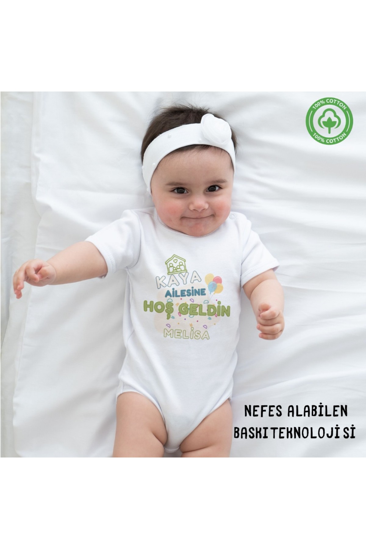 Ailesine Hoş Geldin bebek Yazılı Kişiye Özel Bebek Zıbın