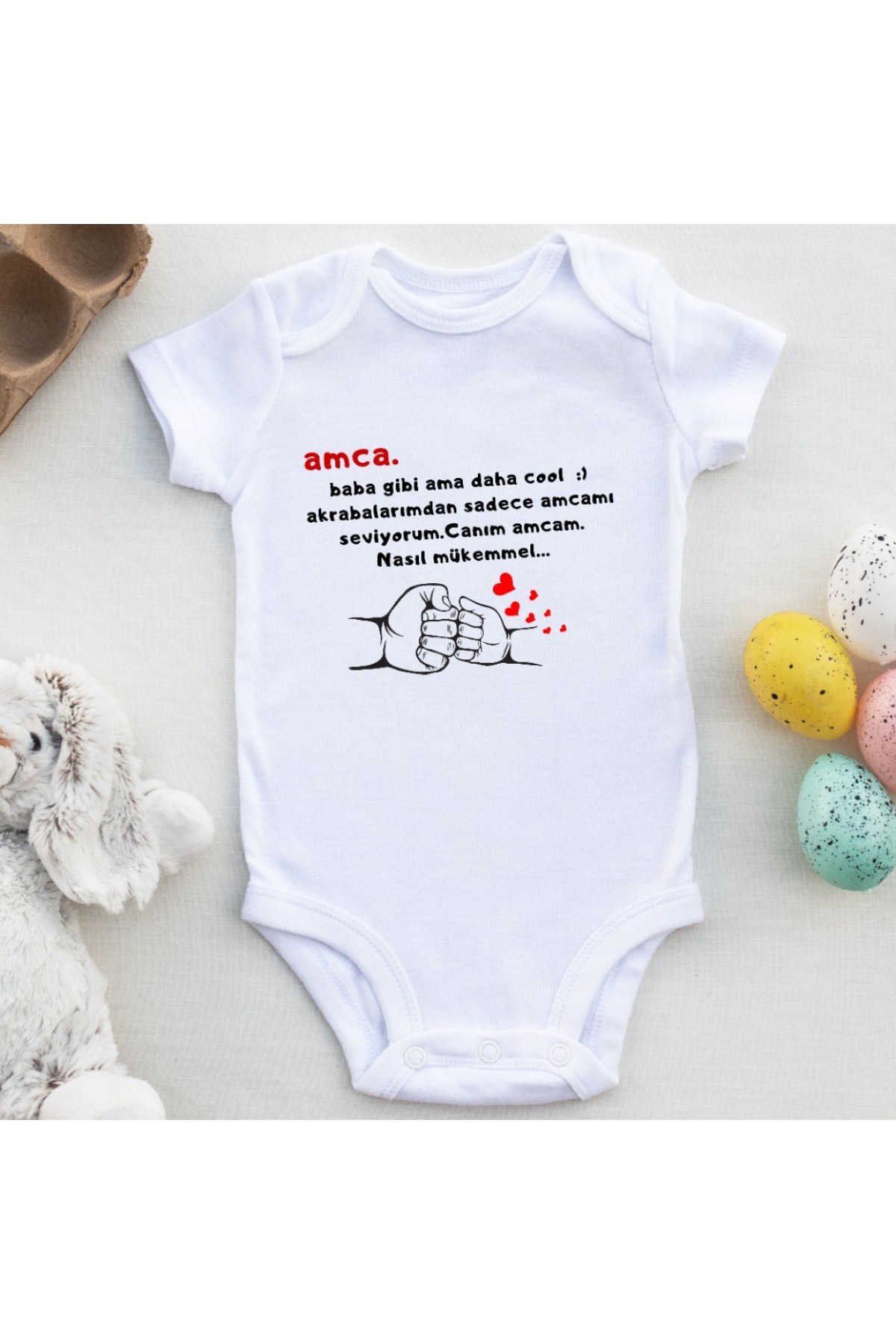 Amca Baba Gibi Ama Daha Cool Yazılı Bebek Zıbın