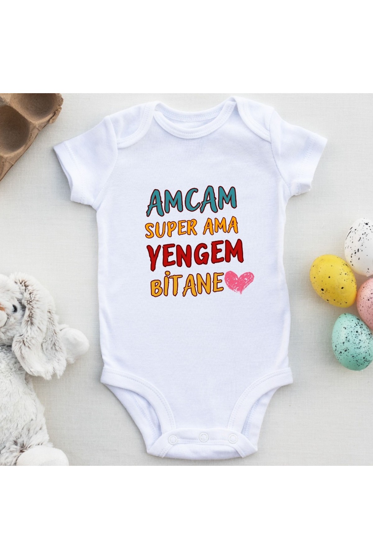 Amcam Super Ama Yengem Bitane Yazılı Kişiye özel Bebek Zıbın