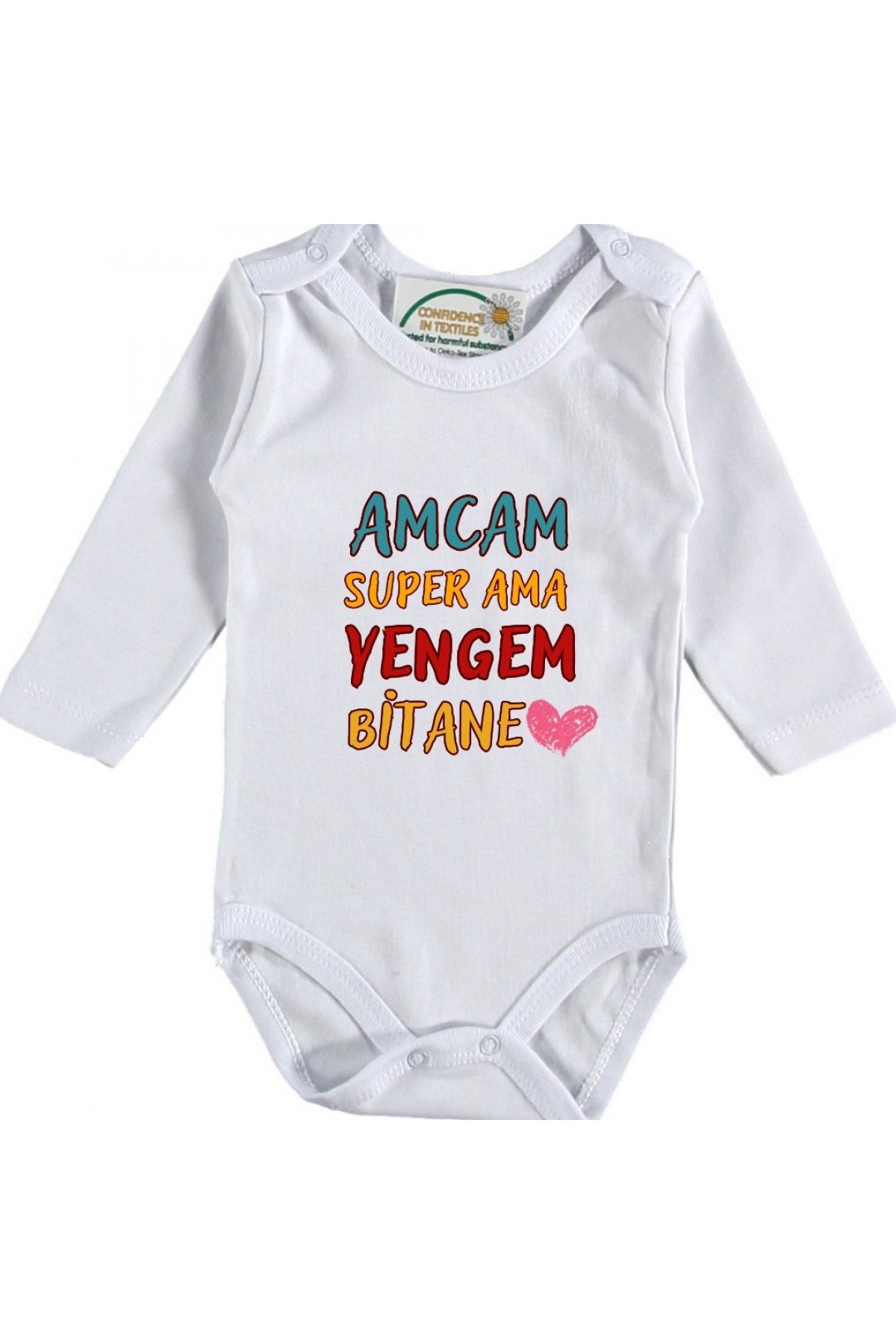 Amcam Super Ama Yengem Bitane Yazılı Kişiye özel Bebek Zıbın
