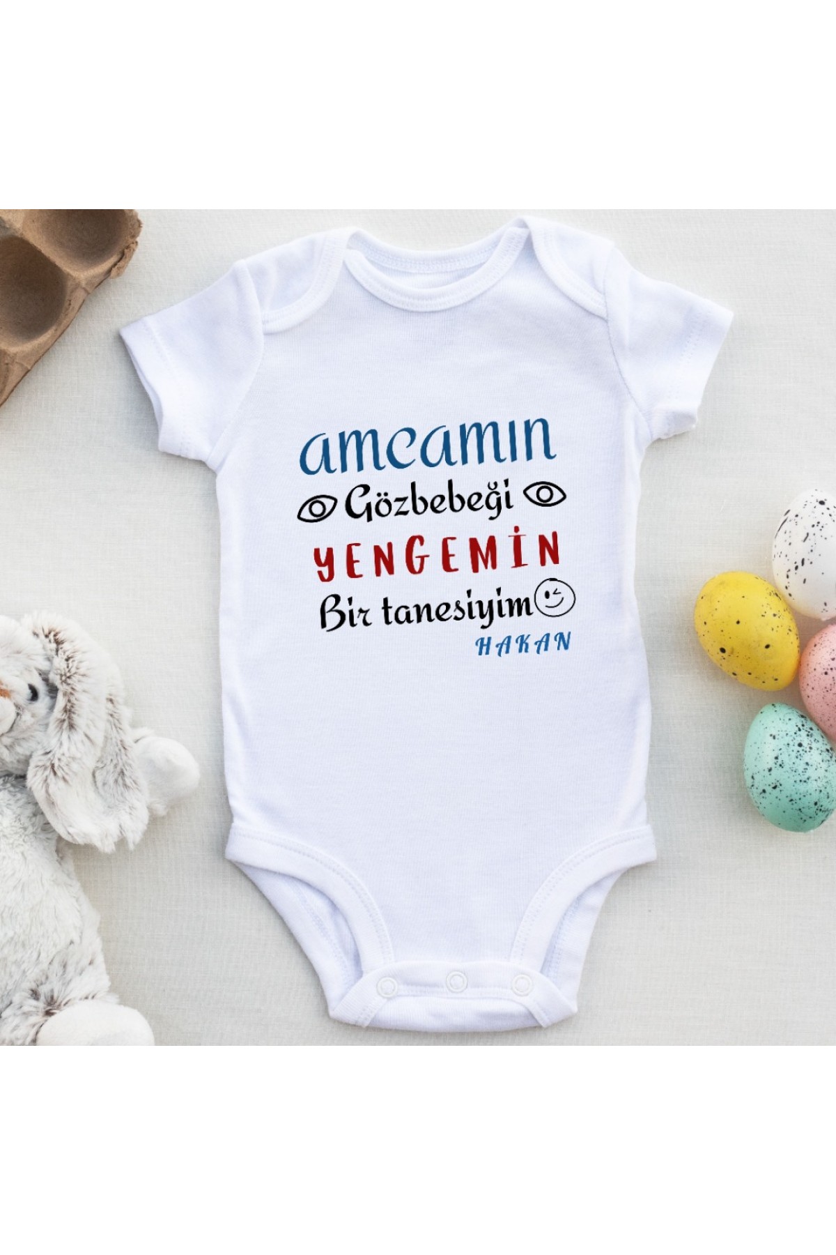 Amcamın Göz bebeyim Yengemin Bir tanesiyim Yazılı Kişiye özel Bebek Zıbın