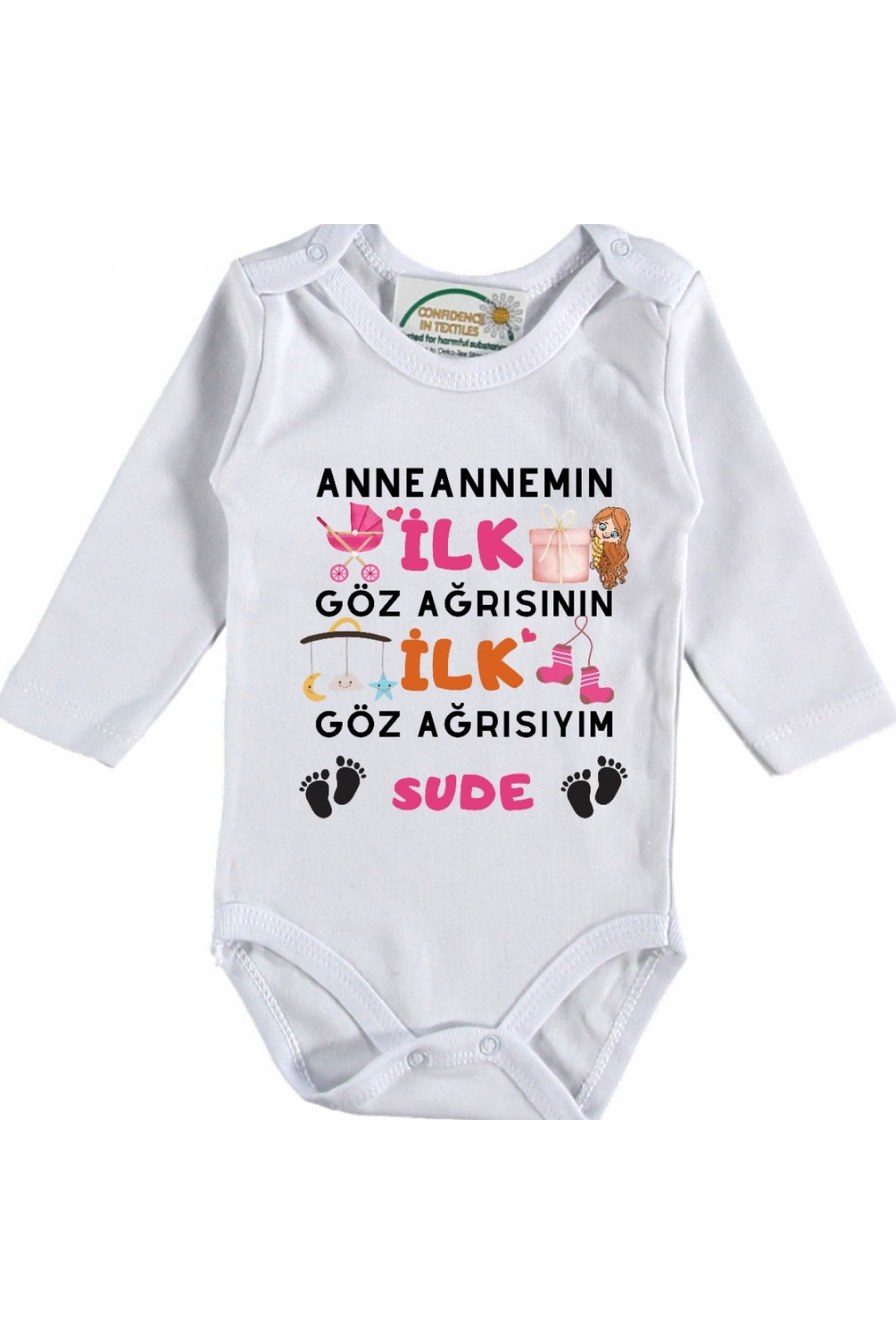 Anneannem İlk Göz Ağrısının İlk Göz Arısıyım Yazılı Kız Bebek Zıbın