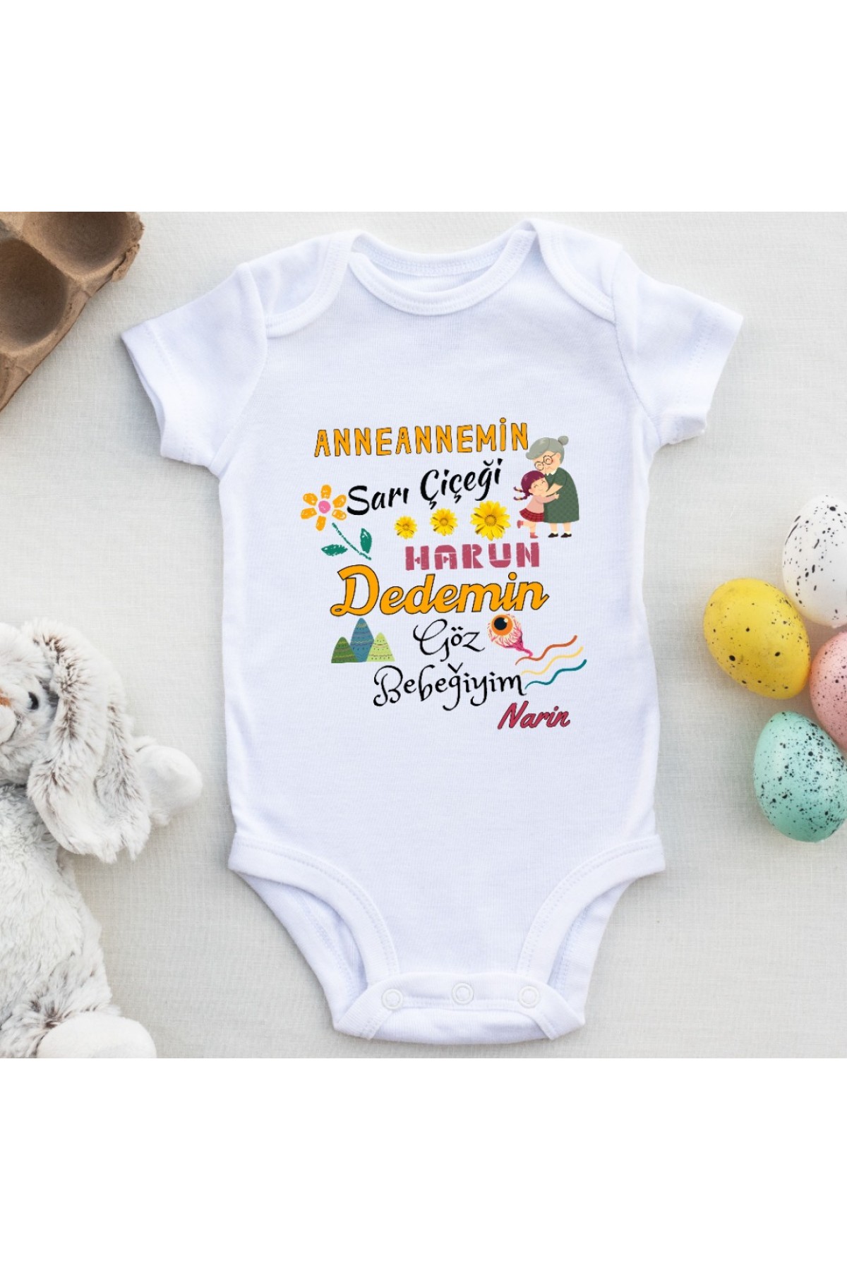 Anneannemin Sarı Çiçeği Dedemin Göz bebeği Yazılı Kız Bebek Zıbın Anneannemin Sarı Çiçeği Dedemin Göz bebeği Yazılı Kız Bebek Zıbın