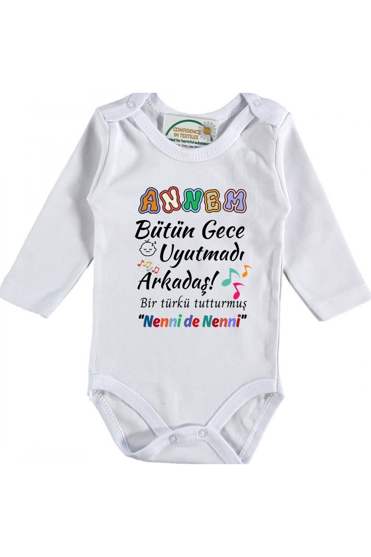 Annem Bütün gece Uyutmadı Yazılı Kişiye özel Bebek Zıbın