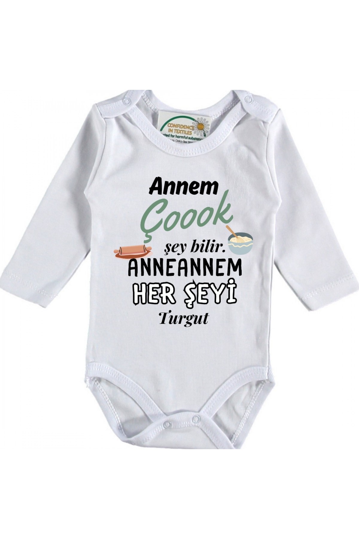 Annem Çok Şey Bilir Anneannem- Babaannem Her Şeyi Yazılı Bebek Zıbın