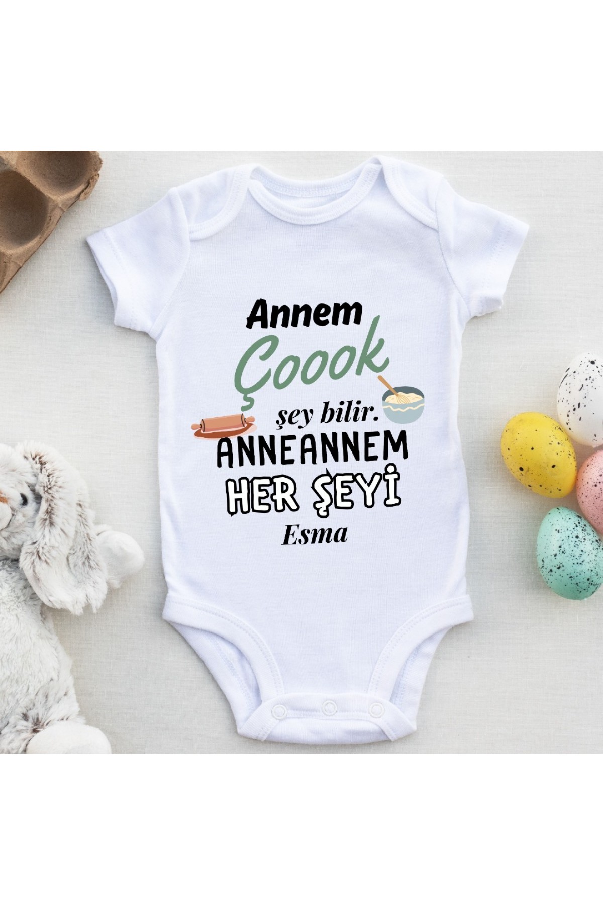 Annem Çok Şey Bilir Anneannem- Babaannem Her Şeyi Yazılı Bebek Zıbın