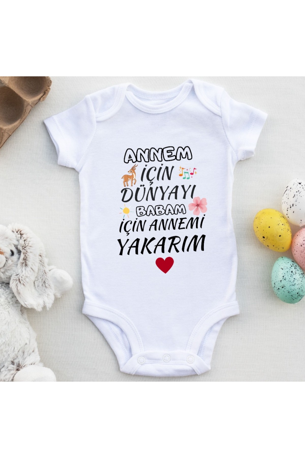 Annem İçin Dünyayı Babam İçin Annemi Yakarım Yazılı Bebek Zıbın Annem İçin Dünyayı Babam İçin Annemi Yakarım Yazılı Bebek Zıbın