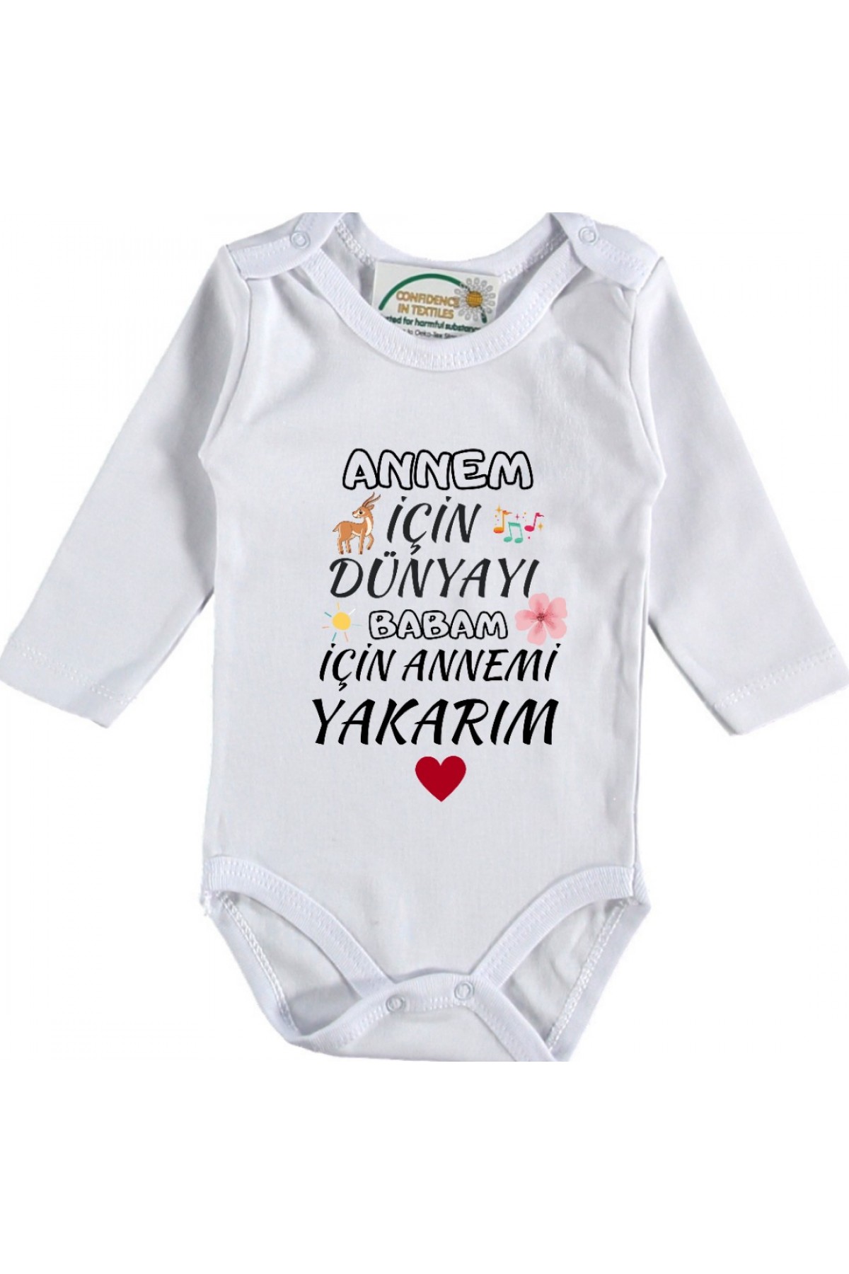 Annem İçin Dünyayı Babam İçin Annemi Yakarım Yazılı Bebek Zıbın Annem İçin Dünyayı Babam İçin Annemi Yakarım Yazılı Bebek Zıbın