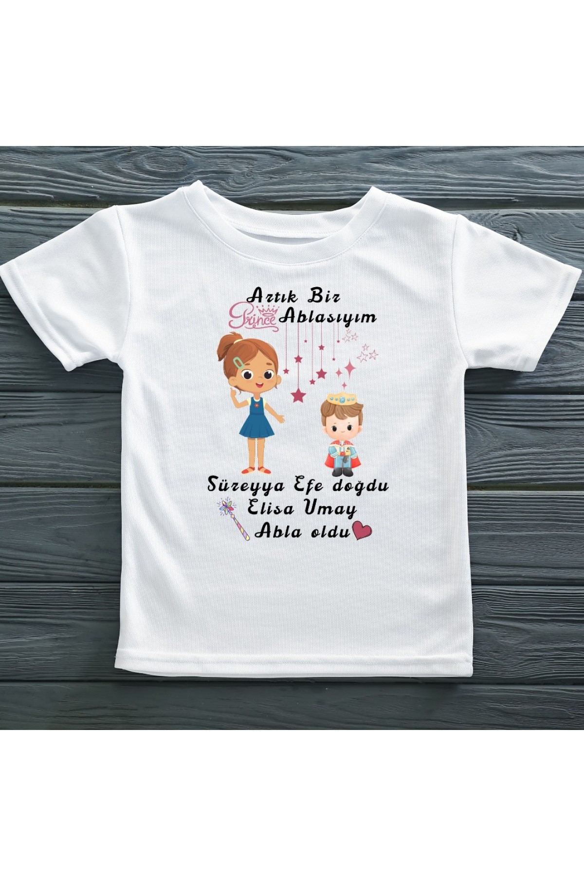 Artık Bir Prens Ablasıyım Yazılı Kız Çocuk Tişörtü