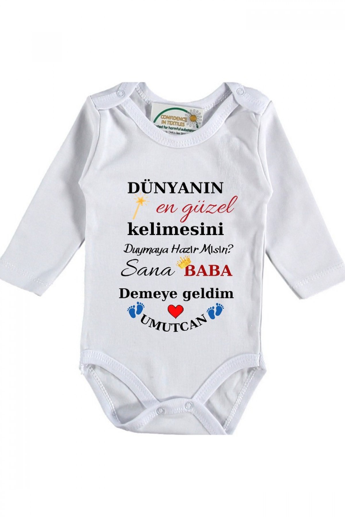 Dünyanın En Güzel kelimesi baba Demeye Geldim Kişiye Özel Erkek Bebek Zıbın