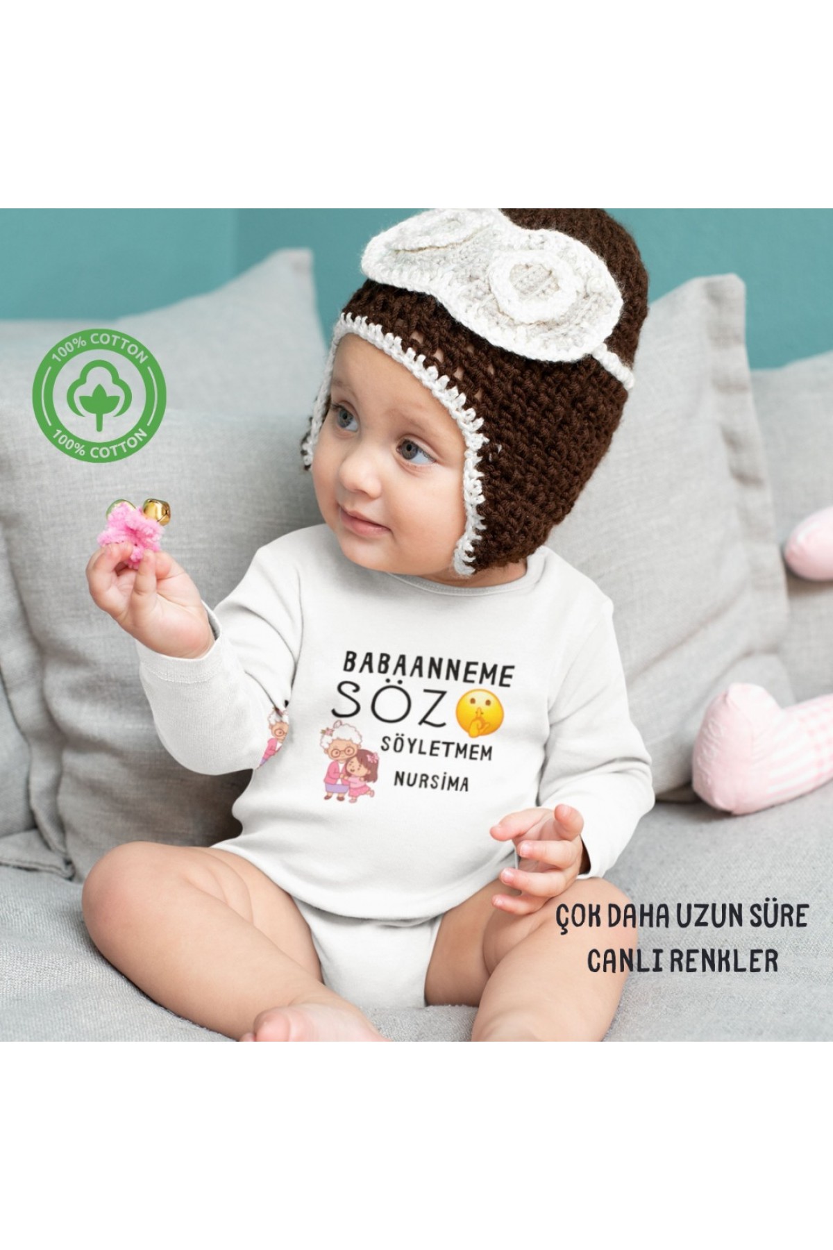 Babaanneme- Anneanneme Söz Söyletmem Kişiye Özel Bebek Zıbın