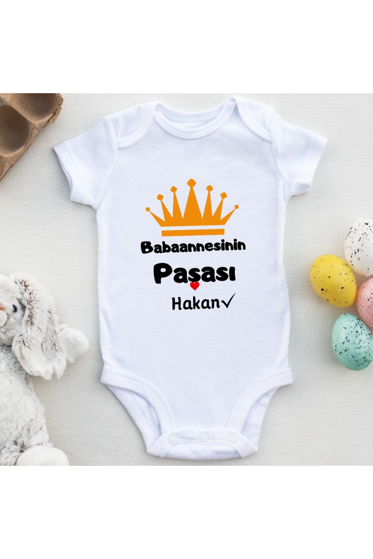 Babaanneinin Paşası Yazılı Kişiye özel Bebek Zıbın