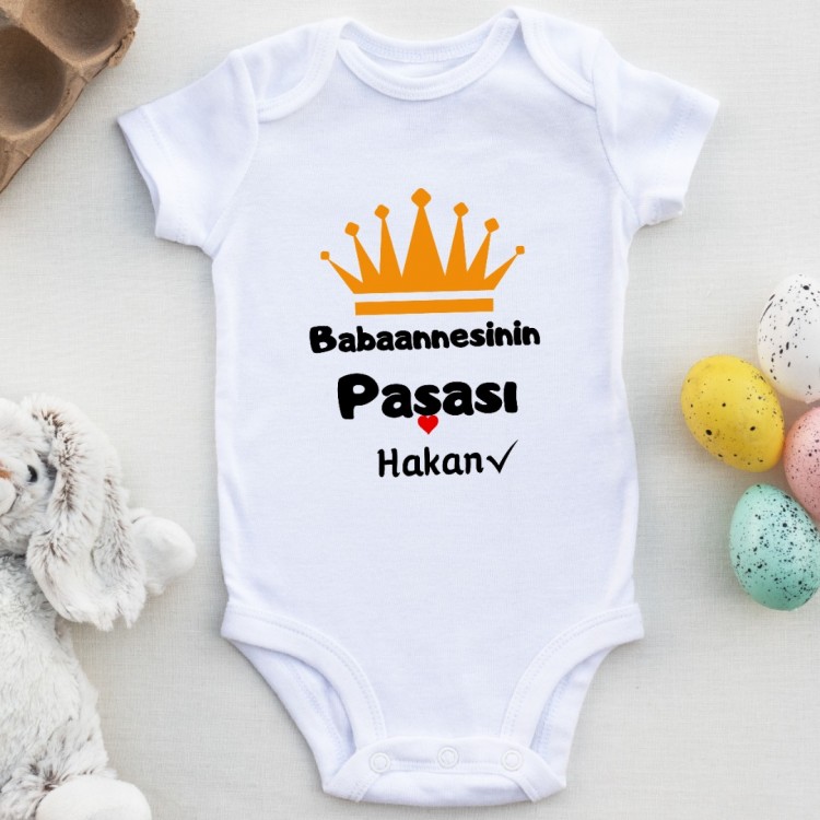 Babaanneinin Paşası Yazılı Kişiye özel Bebek Zıbın