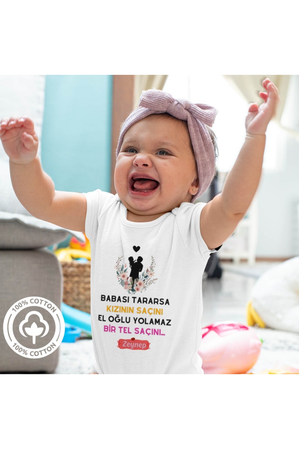 Babası Tarasın Kızın Saçlarını Kişiye Özel Kız Bebek Zıbın
