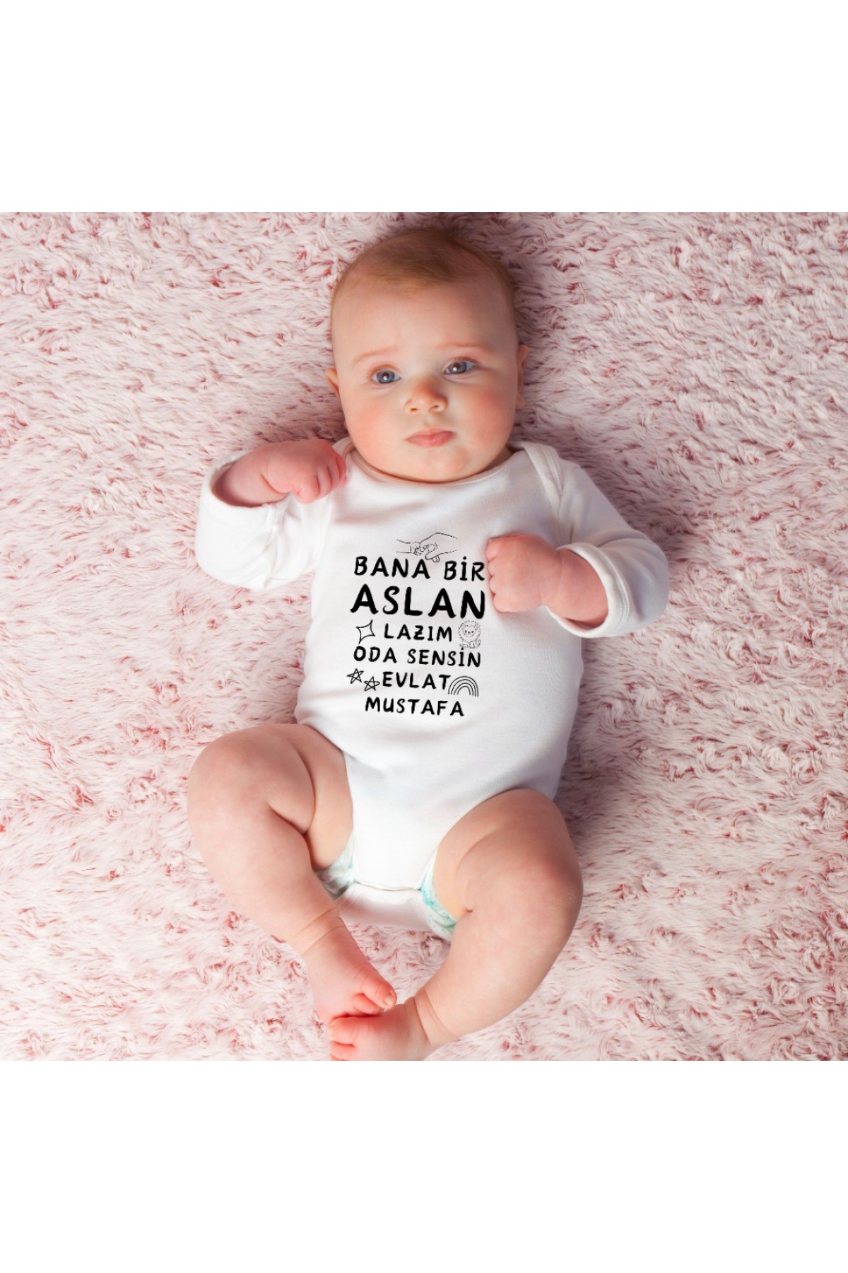 Bana Bir Aslan Lazım Oda Sensin Evlat Yazılı Kişiye özel Bebek Zıbın