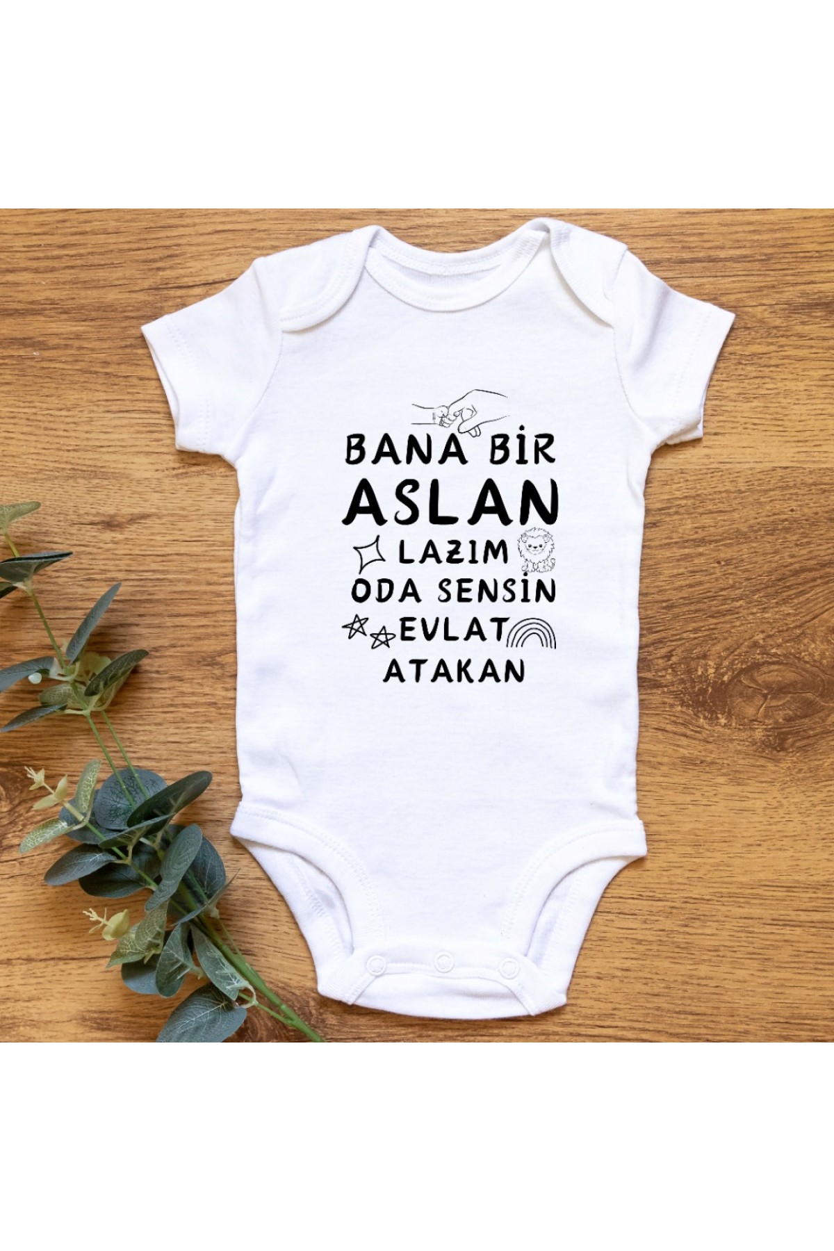 Bana Bir Aslan Lazım Oda Sensin Evlat Yazılı Kişiye özel Bebek Zıbın