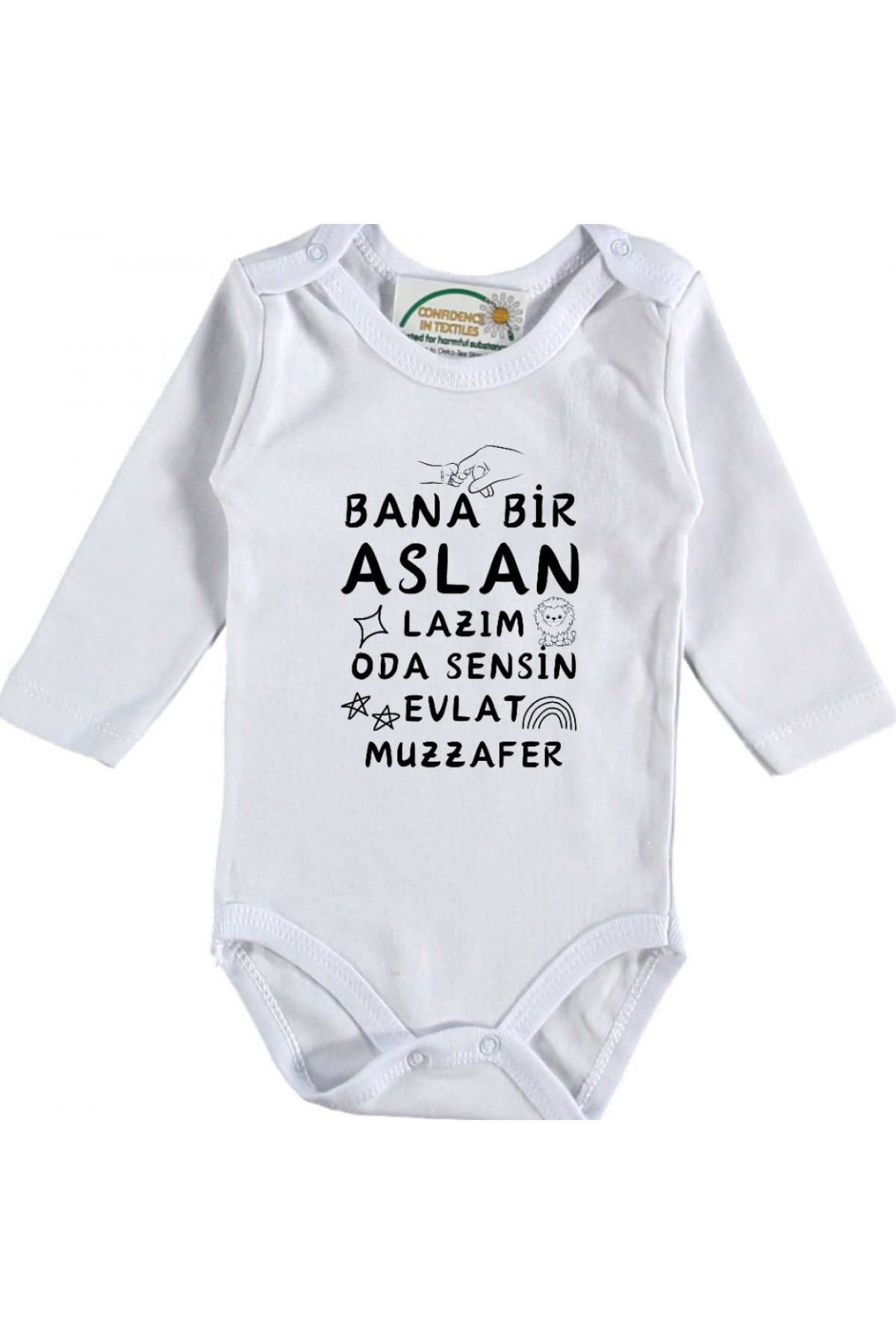 Bana Bir Aslan Lazım Oda Sensin Evlat Yazılı Kişiye özel Bebek Zıbın