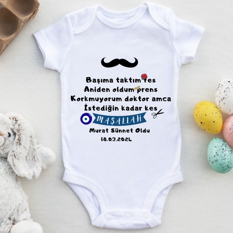 Başıma taktım fes Aniden Oldum Prens Sünnet oldu Yazılı Bebek Zıbın Başıma taktım fes Aniden Oldum Prens Sünnet oldu Yazılı Bebek Zıbın