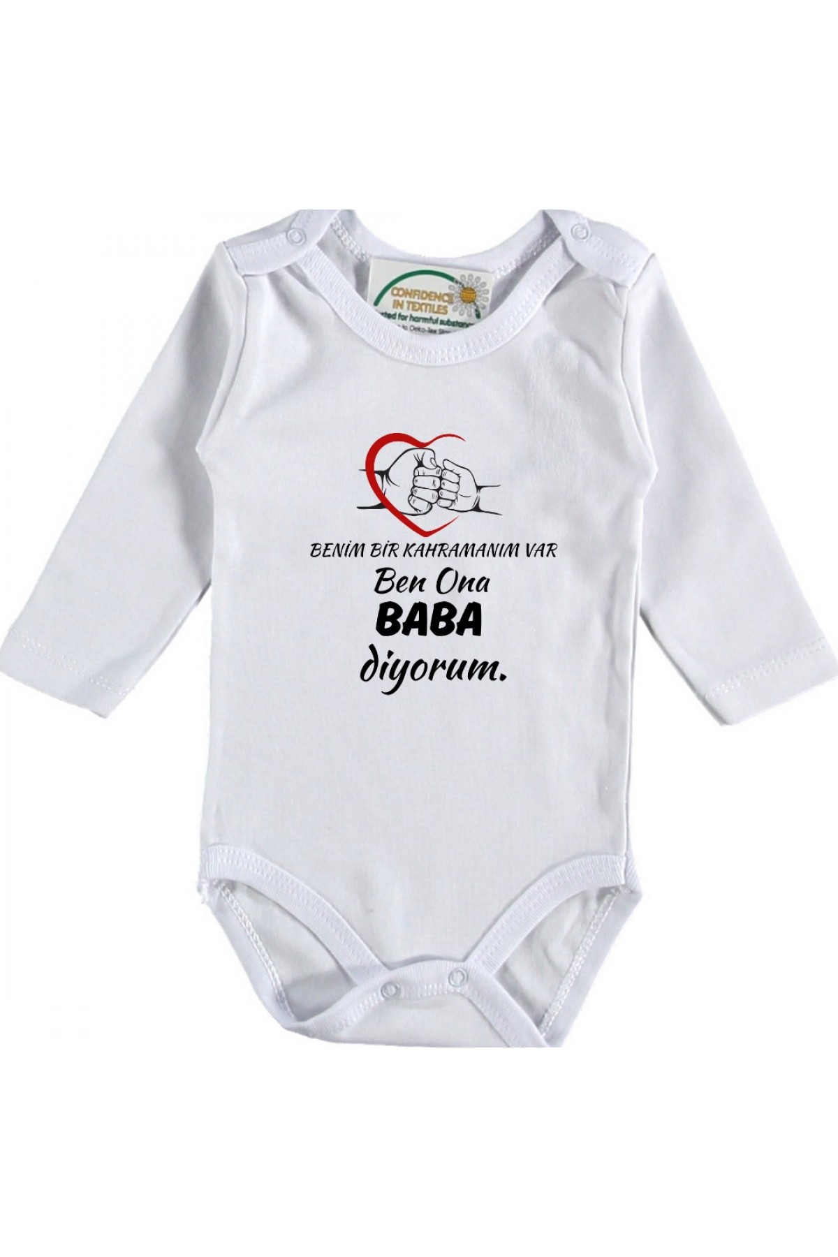 Benim Bir Kahramanım Var Ben ona baba Diyorum Yazılı Kişiye özel Bebek Zıbın